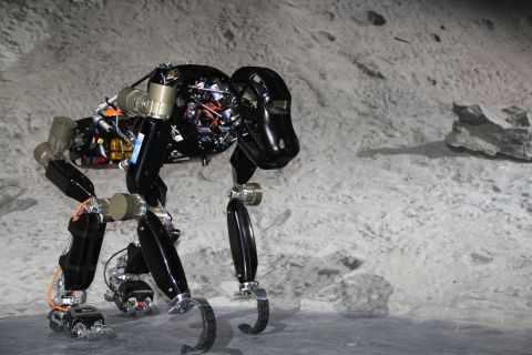 The robot capitalizes on the inherent stability of the ape's quadrupedal stance without losing the chimp's versatility in climbing, grasping and moving over all types of terrain.