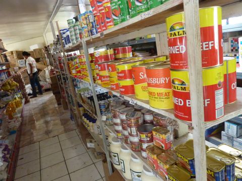 The obesity epidemic began with locals turning their backs on traditional diets of fresh fish and vegetables and replacing them with highly processed and energy-dense food such as white rice, flour, canned foods, processed meats and soft drinks imported from other countries. Pictured, a supermarket in Tonga.