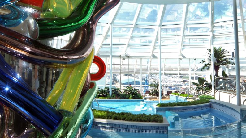 Weird artwork is everywhere on the Anthem. This sculpture overlooks the loungers in the solarium, where passengers can lie back beneath a retractable glass roof.