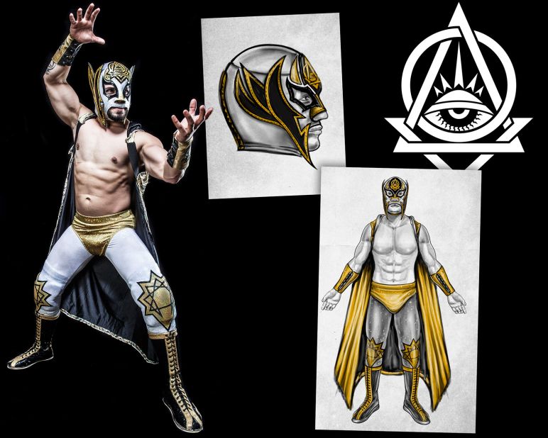 Chris Parks, aka Pale Horse, started his luchador-inspired artwork in 2009 after a trip to Mexico and is now creating his own wrestling characters. Seen here is  Oraculo, a fighter Parks brought to life based on sketches. "The sketches would inspire the mythologies of the individual characters, which really helped me capture the spirit of those characters in my illustrations," he says.