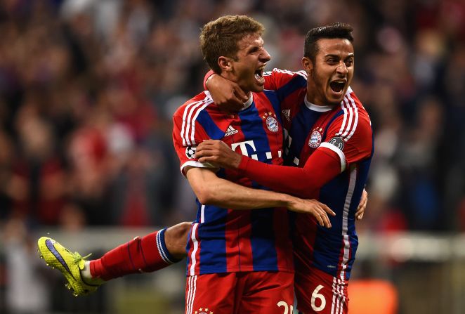 German champions Bayern Munich looked in trouble after losing the first leg of its European Champions League quarterfinal with Porto 3-1 but on home soil it blew its opponents away by scoring five goals in the opening 40 minutes and running out 6-1 winners.