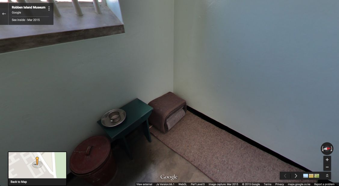 Former political prisoner and Robben Island tour guide Vusumsi Mcongo provides video annotation of the tour. Mandela's cell (pictured) measured 2-by 2 meters (6.5-by 6.5 feet). As Mandela was 6-foot tall, it was a tight squeeze. 