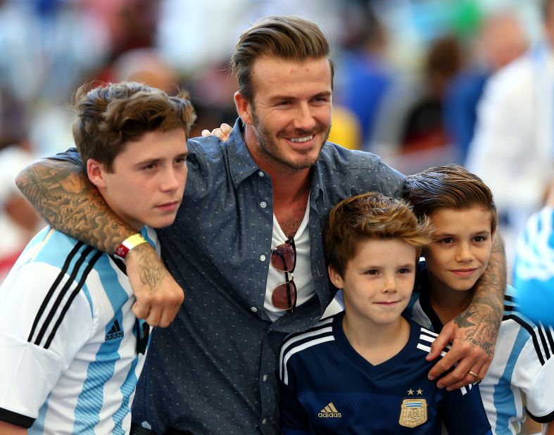 Beckham also took his boys to the 2014 World Cup in Brazil, where they attended the final between Germany and Argentina at the Maracana Stadium.