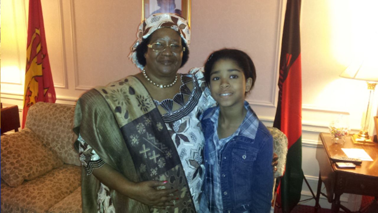 She is pictured here with former president of Malawi Joyce Banda after her interview.