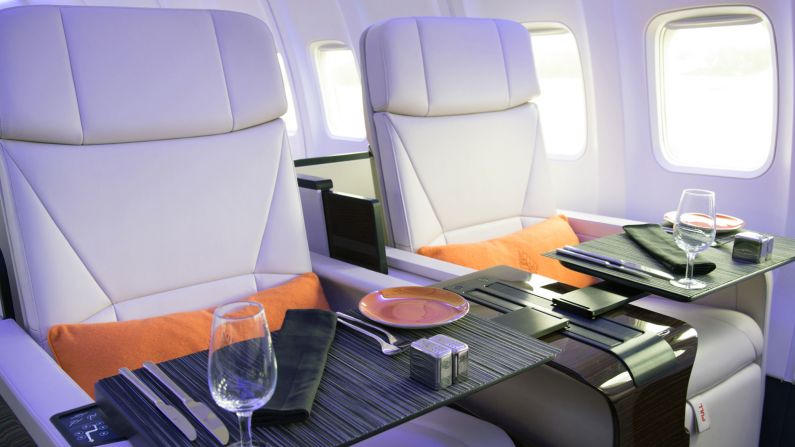 No plastic trays here. The 10-person cabin crew features an executive chef and sous chef. Four Seasons says its inflight experience is inspired by "champagne and caviar."