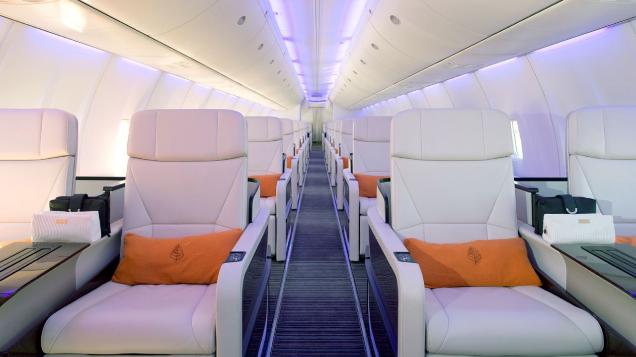 The private jet is configured for 52 passengers -- that's almost 150 fewer than in a similar commercial aircraft.