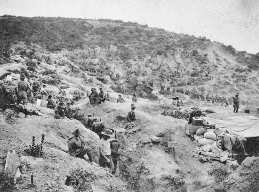 Every year on April 25, millions of people pause to remember the lives lost on that day, and in the months and years that followed, during World War One. The day is known as Anzac Day, named after the Australian and New Zealand Army Corps, which suffered heavy losses during the protracted campaign. Troops are seen here at White's Valley. 
