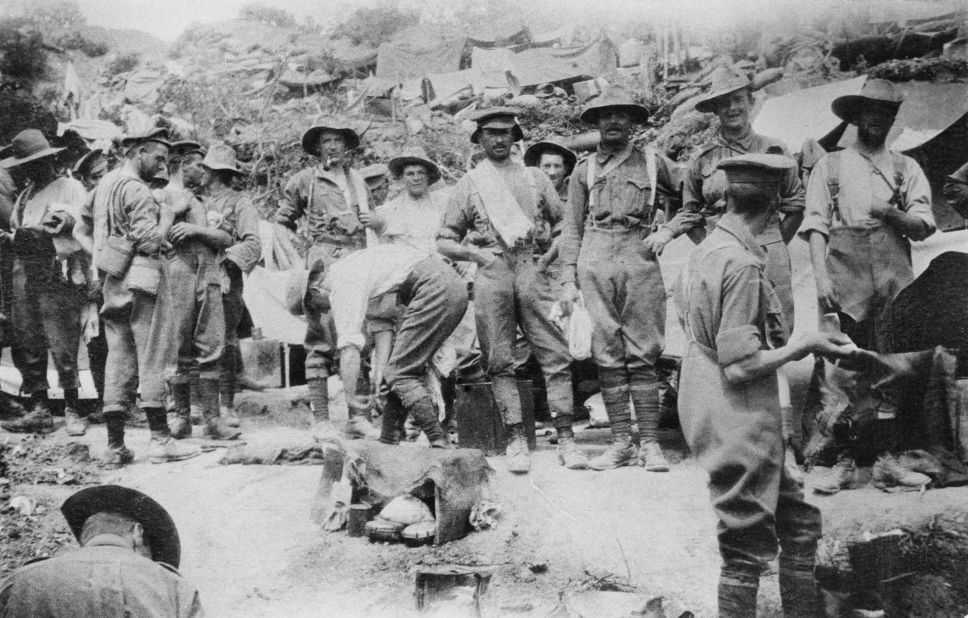 Grainy black and white images give only a faint suggestion of the hardships endured by soldiers who, over the course of several months in 1915, fought a grim battle from the muddy trenches on the Gallipoli Peninsula, Turkey. These soldiers are thought to be from the 3rd Australian Light Horse Brigade.