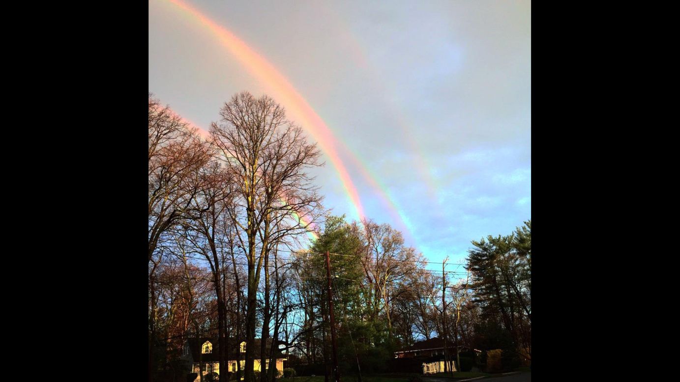 After the New York area received a large amount of rain on Tuesday, April 21, four rainbows apparently stretched across the early morning sky. According to CNN weather producer Rachel Aissen, <a href="http://www.cnn.com/2015/04/21/us/new-york-quadruple-rainbow/" target="_blank">it was actually a double rainbow</a> that had been reflected in the sky by the smooth body of water underneath it.