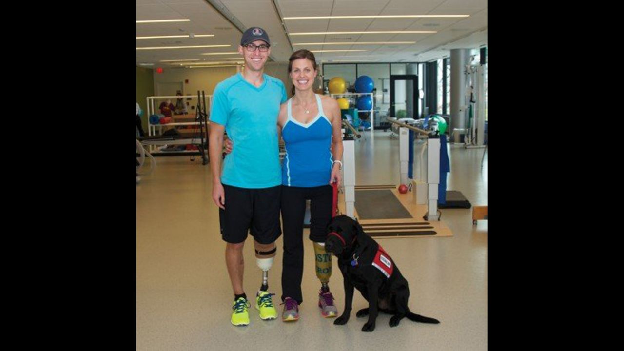 <strong>Patrick Downes</strong> and <strong>Jessica Kensky Downes </strong>met when they were interns on Capitol Hill. She lost both legs and was pushed into court in a wheelchair. Her aide dog, Rescue, lay beside her as she testified. "I remember being happy, I remember feeling sunlight on my face. I remember feeling free." And then the bomb went off. Because she is a nurse, she focused on saving her husband. His foot and part of his leg were hanging by a thread. She remembers screaming, and not being able to hear anything. This photo was taken before she decided to amputate her second leg in January. "I wanted to paint my toenails and put my feet in the sand. I wanted all of those things, and to lose my second leg was a gut-wrenching decision."