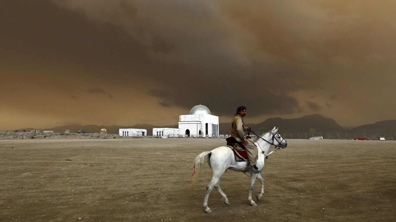 A man rides a horse in Kabul, Afghanistan, on Sunday, April 19.
