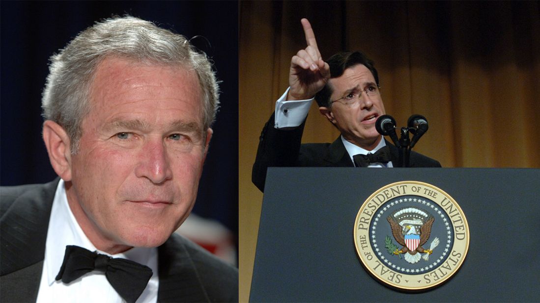 In one of the most brutal presidential roasts, comedian Stephen Colbert tore into President George W. Bush's foreign policy in 2006, hammering the 43rd President over the Iraq War. "I believe the government that governs best is the government that governs least," Colbert deadpanned, "and by these standards, we have set up a fabulous government in Iraq." Some Bush supporters left the room.