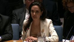 UNHCR special enjoy Angelina Jolie makes a plea to the United Nations Security Council to urge countries to do more to protect refugees of the ongoing conflict in Syria. April 24, 2015.