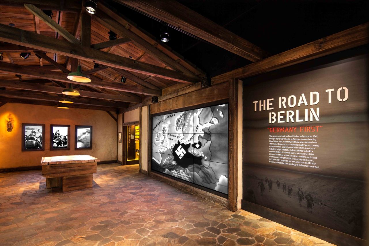 One of the most recent additions to this expanding museum is the Road to Berlin: European Theater Galleries, which illustrates the struggles to defeat the Axis of power through historic artifacts, period newsreels, and re-created battle scenes. 