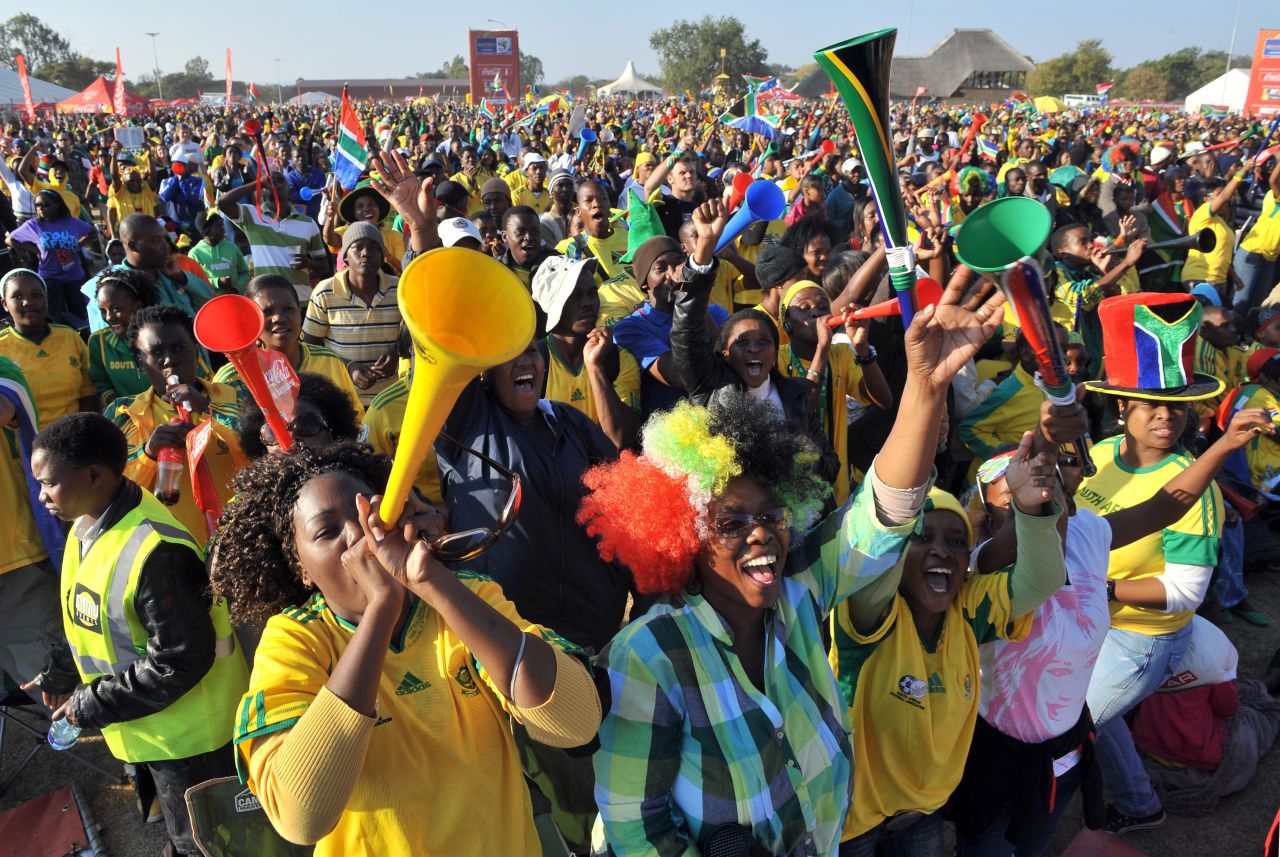 Over three million people attend 64 football matches in the first World Cup to be held in Africa. The home nation's team, also known as Bafana Bafana fail to progress from the group stage -- but the mood remains euphoric throughout the tournament.