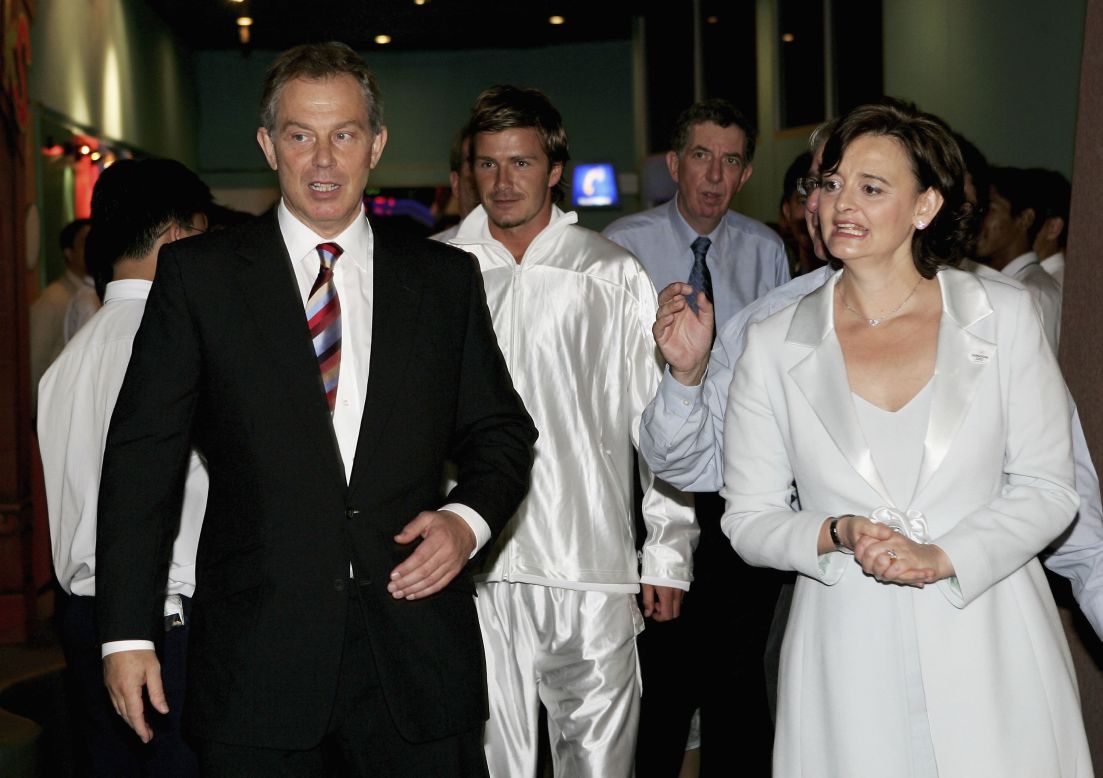 In 2005, he helped London's successful bid for the 2012 Olympics. Here he is pictured with then British Prime Minister Tony Blair (L) and his wife Cherie Blair.  