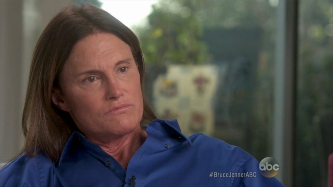 Olympic gold medalist and reality TV star Bruce Jenner told ABC's Diane Sawyer, "Yes, for all intents and purposes, I'm a woman," during an interview that aired April 24. She has now made a highly publicized transition from male to female as Caitlyn Jenner.