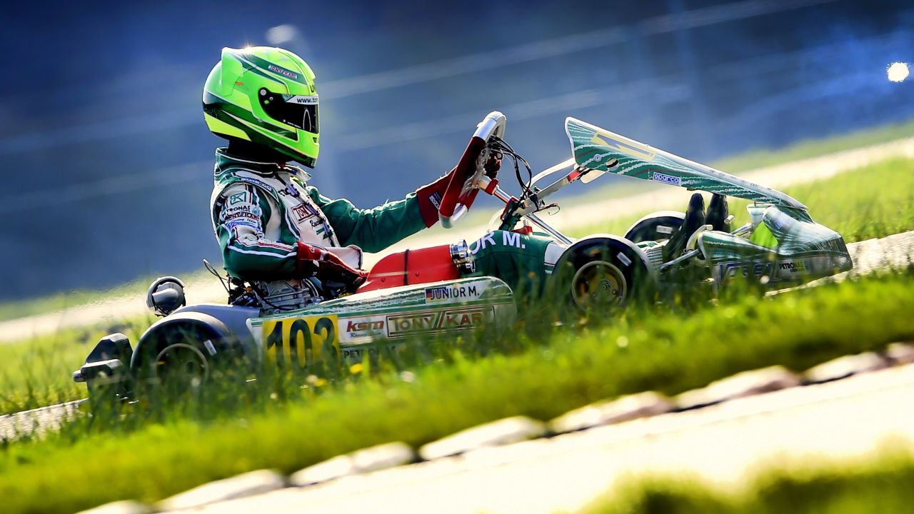Mick Schumacher competes during the German Kart Championship International ADAC, in Genk, on October 4, 2014.