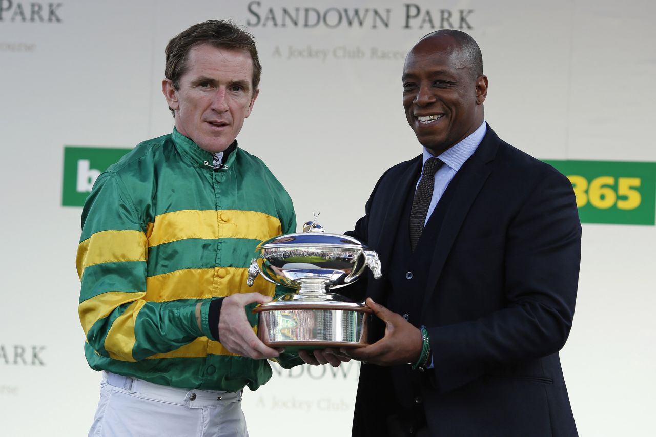 The 40-year-old was presented with the champion jockey trophy for the 20th year in a row by former England and Arsenal football star Ian Wright.