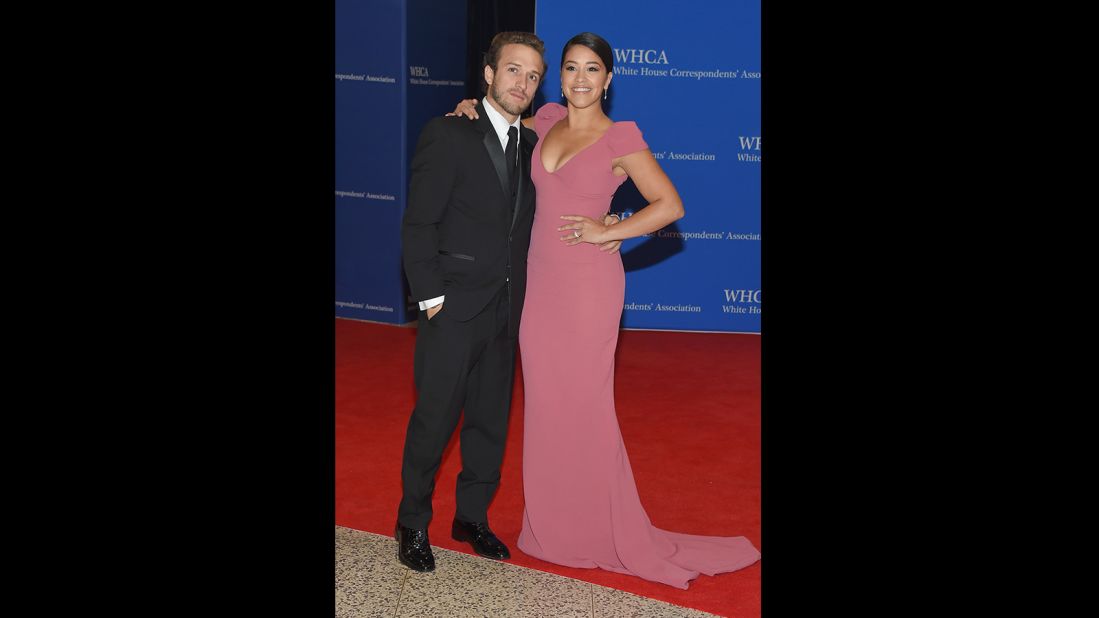 Actress Gina Rodriguez, right, and Henri Esteve attend the 101st Annual White House Correspondents' Association Dinner at the Washington Hilton on April 25, 2015 in Washington, D.C.