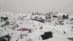 Everest Base Camp is seen after an avalanche triggered by a massive earthquake. Azim Afif, the photographer, and his team of four others from the Universiti Teknologi Malaysia (UTM) all survived the avalanche.