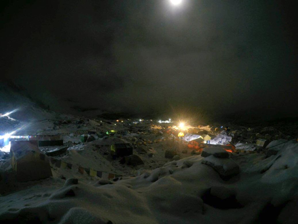 Night falls after an avalanche triggered by a massive earthquake swept across Everest base camp.