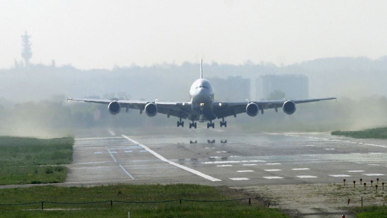 More than 50,000 people gathered to watch the A380's maiden flight at France's Toulouse-Blagnac Airport.