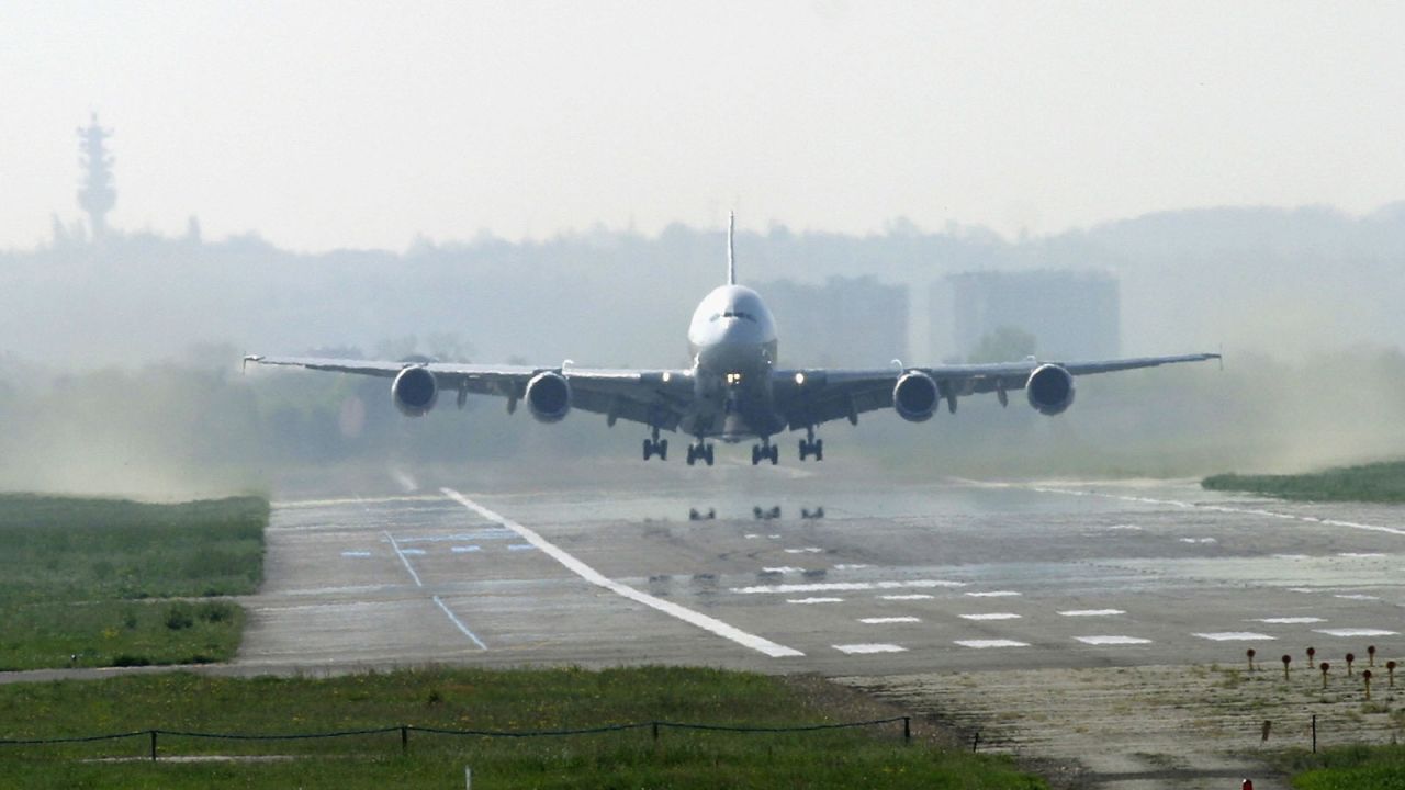 More than 50,000 people gathered to watch the A380's maiden flight at France's Toulouse-Blagnac Airport.