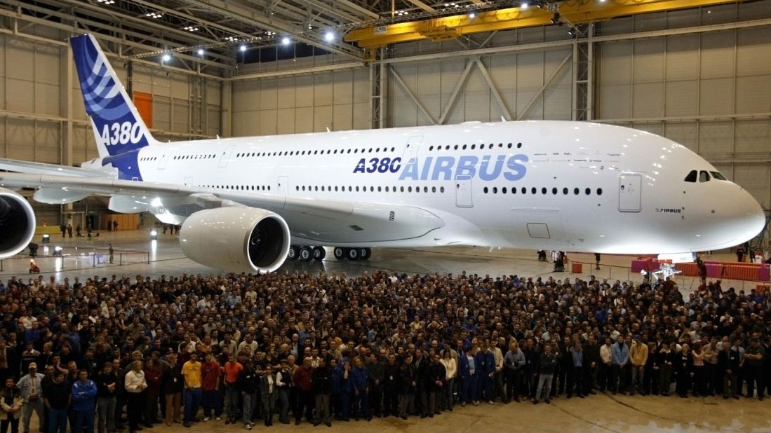 The A380 took its maiden flight on April 27, 2005. At 79.8 meters wide, the aircraft is the largest commercial passenger plane in operation.