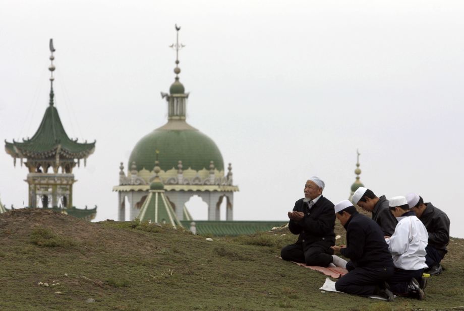 An estimated 200,000 people were killed when a 7.8-magnitude earthquake hit Haiyuan County, China, on December 16, 1920. Here, Muslims pray outside a mosque in Haiyuan in 2007. 