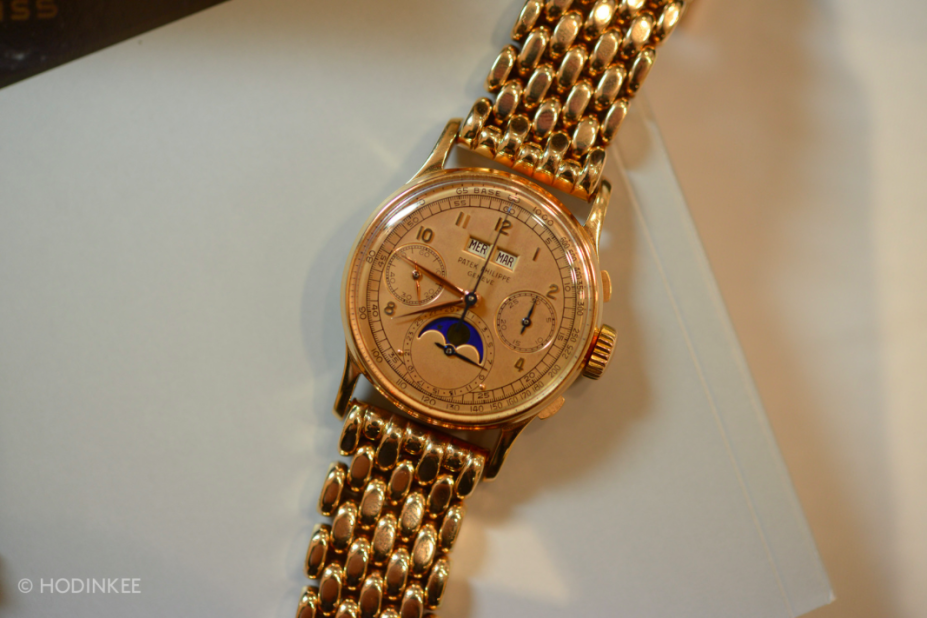 This Patek Philippe Perpetual Calendar Chronograph Reference 1518 is made of pink gold instead of yellow.