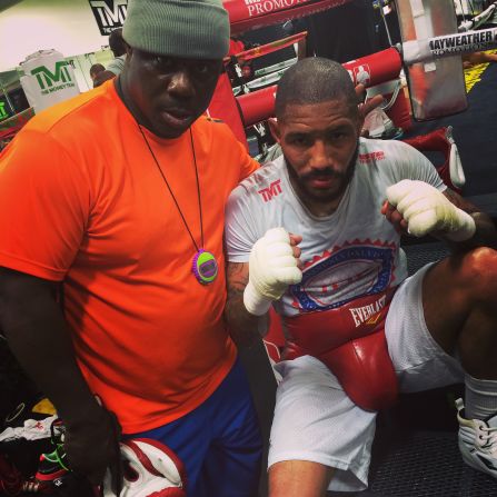 With the sparring session over, a brief pause allows time for photos before Theophane moves onto the bags. The grueling workout is a daily occurrence for the pugilist as he prepares for his next bout on April 30. "I need to lose two pounds a week to make my weight for the fight, but I'm on track, everything is good," Theophane tells CNN.  