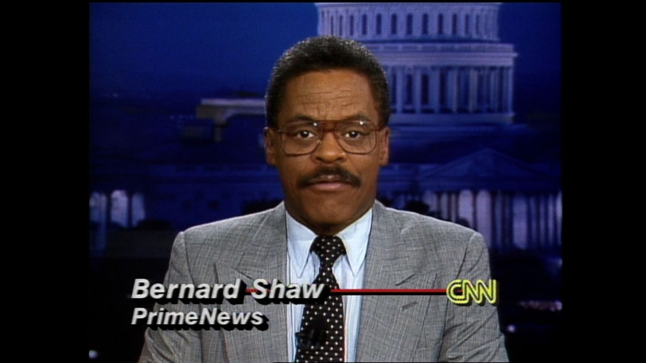 Bernard Shaw anchors "Prime News" from the Washington newsroom. Shaw worked at CNN for 21 years. In an interview ahead of CNN's 35th birthday, he called himself a "journalist who happened to anchor."