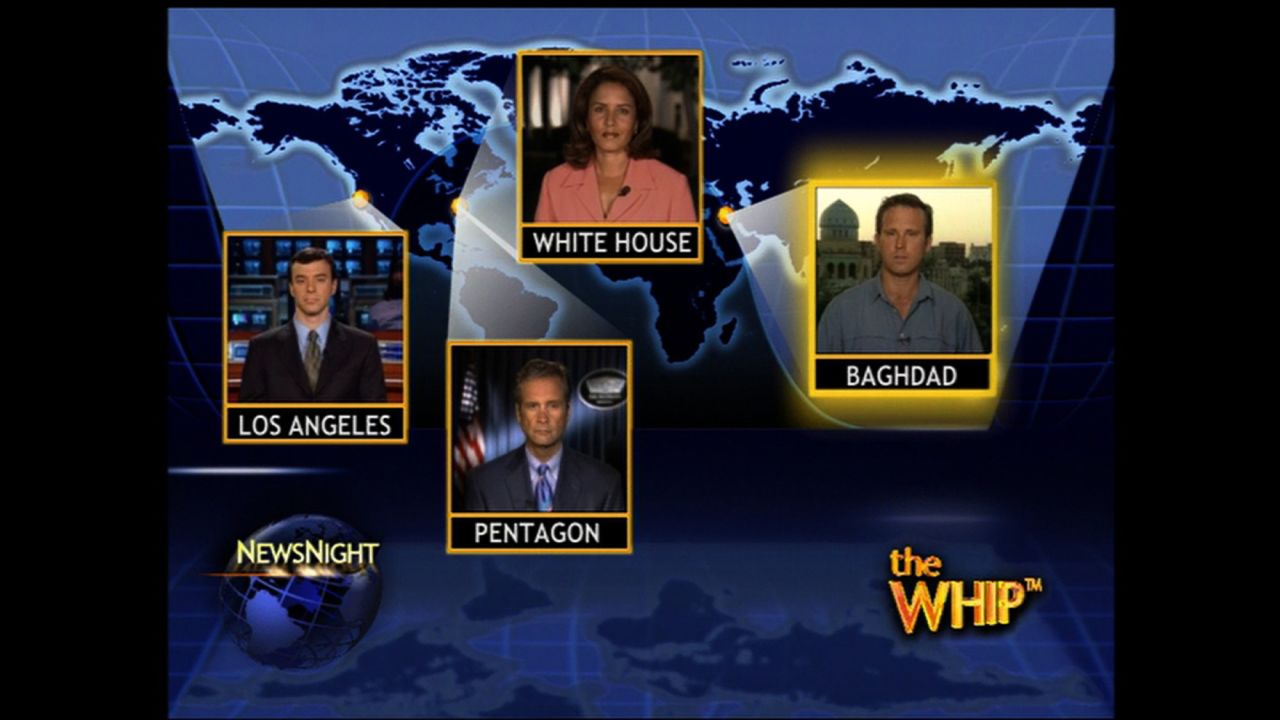 This 2004 episode of "NewsNight" included reports from Harris Whitbeck in Baghdad, Iraq, Suzanne Malveaux at the White House, Jamie McIntyre at the Pentagon and Miguel Marquez in Los Angeles. The big headline was the election of a new Iraqi government.