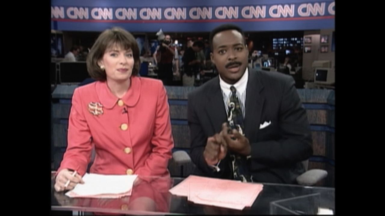Donna Kelley and Leon Harris anchor a special broadcast marking 15 years of CNN.
