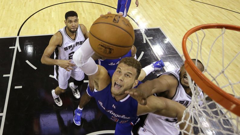 Los Angeles Clippers forward Blake Griffin shoots the ball against the San Antonio Spurs during game four of the Western Conference quarterfinals of the 2015 NBA Playoffs on Sunday, April 26, in San Antonio, Texas. 