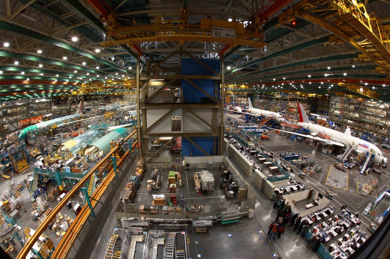 Housed in the world's largest building by volume, Boeing's aviation plant 25 miles north of Seattle produces 747s, 777s and 787s, and is the only commercial jet manufacturing center open to the public. 