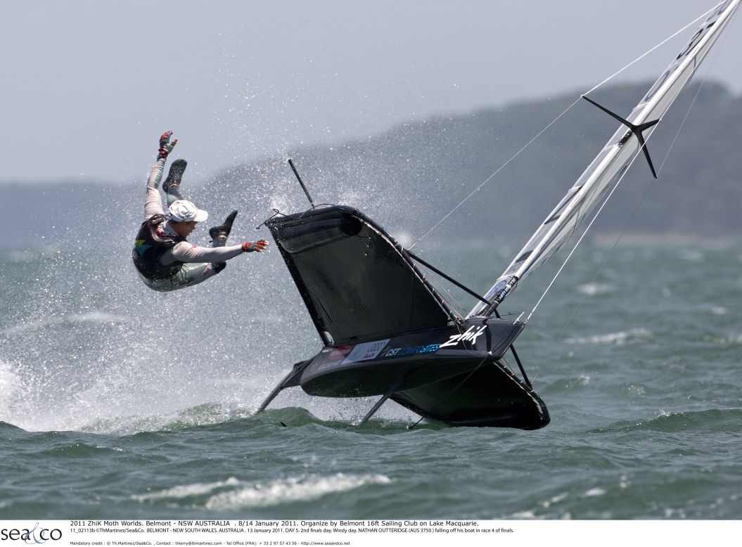 More than 3,500 people voted on Facebook and the internet for the world's best yacht racing photograph in 2011. The winning picture, taken by French photographer Thierry Martinez, features Nathan Outridge racing in the Moth world championships in Belmont, Australia.