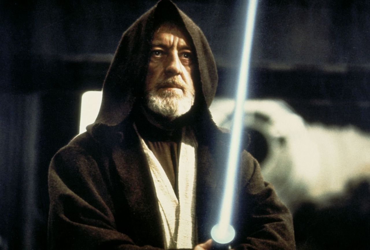 Obi-Wan Kenobi, played by Alec Guinness in "Star Wars," was the noble warrior who helped guide young Luke Skywalker.