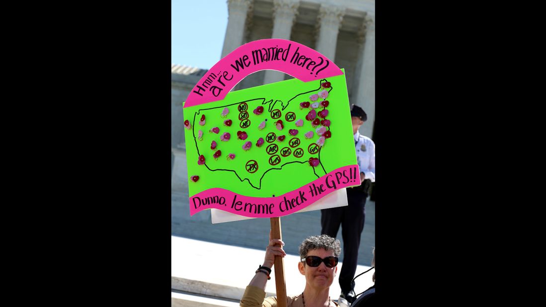 Sarah Rauber of Maryland stands in front of the Supreme Court.