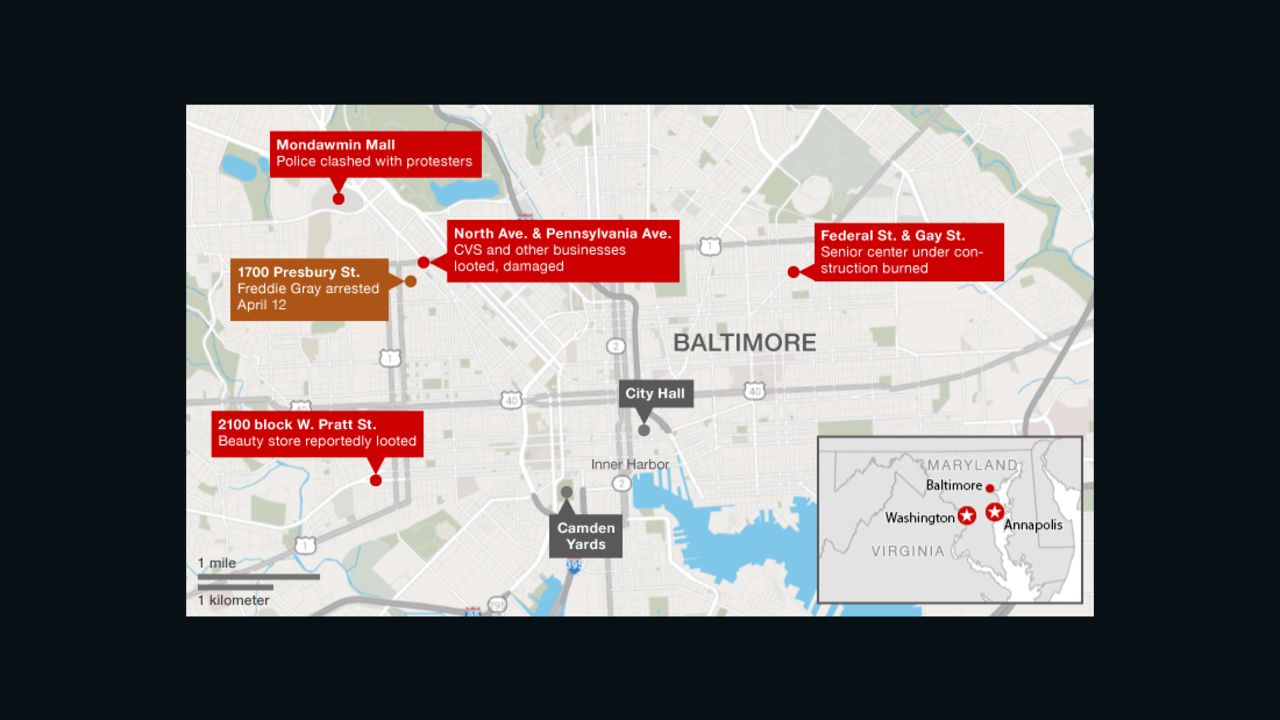 Baltimore riot map