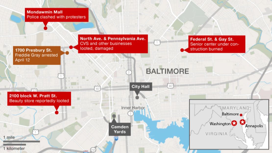 Baltimore riot map