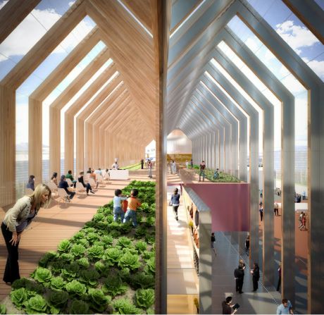 Interior and exterior spaces intermingle in <a  target="_blank" target="_blank">Spain's</a> pavilion, which includes a patio of orange trees and a beach bar. The diverse offerings of the country's varied territory are highlighted here, along with the benefits of the Mediterranean diet.