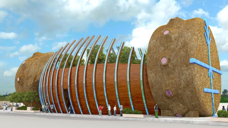 Typically Hungarian features, including a barn, stables and a silo, make up the design of <a target="_blank" target="_blank">Hungary's</a> pavilion, which has been developed following the principles of organic architecture. The materials are completely renewable, while the exhibition itself will highlight the country's GMO-free stance.