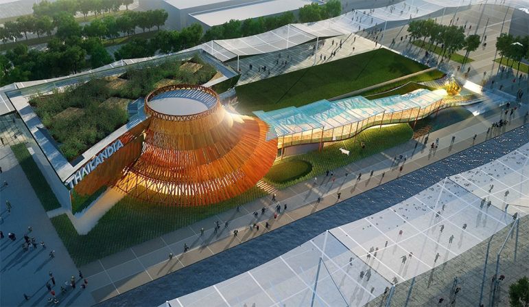 The Ngob, a traditional hat worn by rice farmers, is the shape chosen by <a  target="_blank" target="_blank">Thailand</a> for his exhibition space. Inside, visitors will feel like they're walking through a local food fair, highlighting the country's unmatched flair for street food.