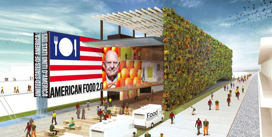 A large vertical farm that will be harvested daily, and a design that evokes the classic American barn: tradition and innovation find a way to merge in the <a  target="_blank" target="_blank">United States</a>' pavilion, which promotes a new image of American food while highlighting the country's inevitably central role in the discussion around the future of food.