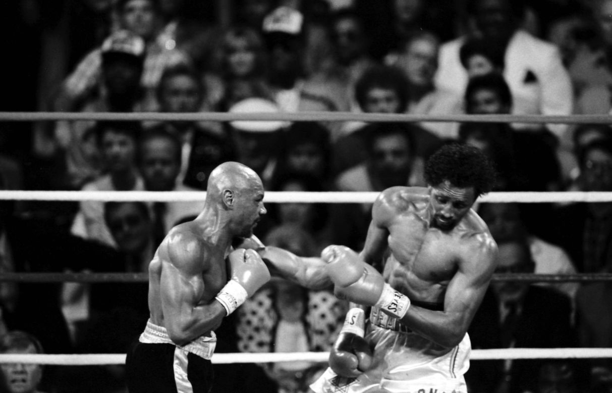 Hearns makes another appearance in this best bouts round up -- this time for his fight against Marvin "Marvelous" Hagler and what many consider the "best opening round ever." <br /><br />Hagler, who had a history of slow starts, unleashed an aggressive slew of jabs and uppercuts from the off. "Hitman" Hearns returning with his own brutal blows. By the end of the first round, Hagler's face was covered in blood from a particularly unrelenting series of punches from Hearns. But he remained determined. <br />The pace continued in the second but the pair couldn't do this all night. After eight minutes, Hagler took down the "Hitman" for good with a third-round KO winning the WBC middleweight title, WBA world middleweight title and the IBF middleweight title. 