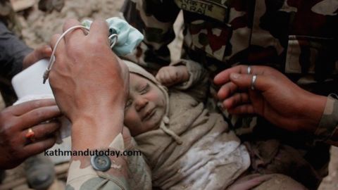 A 4-month-old boy was pulled from rubble at least 22 hours after Saturday's earthquake in Nepal.