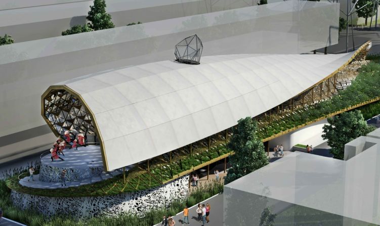 The traditional table cloth called called Sofreh is the main element of <a  target="_blank" target="_blank">Iran's</a> pavilion design, which sports an open structure, much like a tent. Inside, the exhibition space is arranged around four themes: "fairness", "charity", "contentment" and "gratitude. "