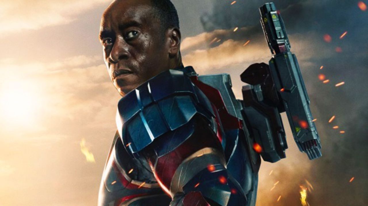 Don Cheadle makes his first "Avengers" appearance as War Machine.